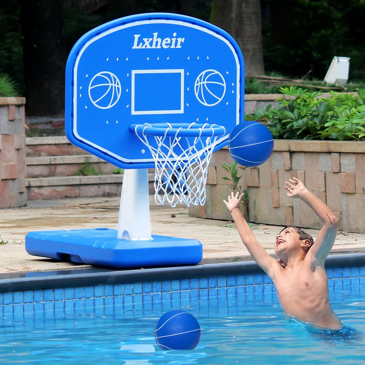 Poolside Water Basketball Game with 2 Balls & Pump
