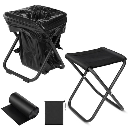 2-in-1 Collapsible Camping Toilet & Portable Stool