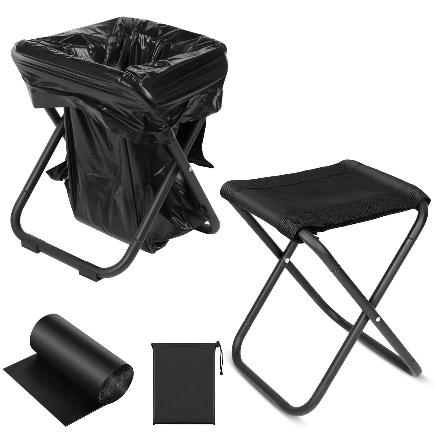2-in-1 Collapsible Camping Toilet & Portable Stool