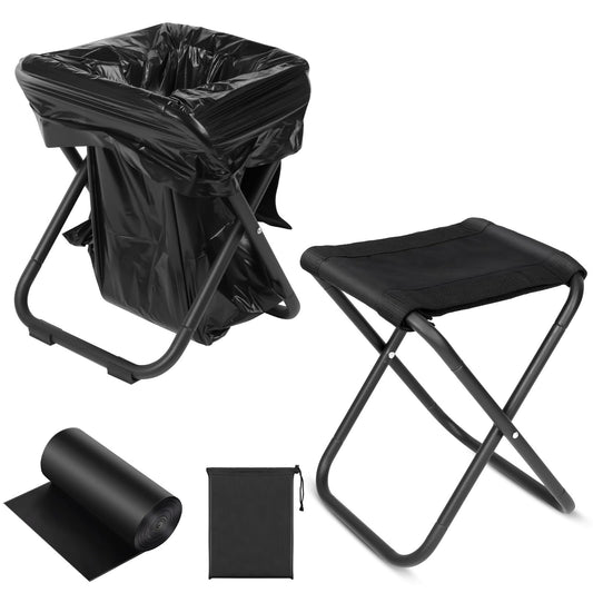 2-in-1 Collapsible Camping Toilet & Portable Stool