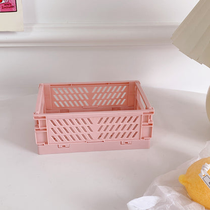 Korea Ins Foldable Plastic Storage Box Student Desktop Finishing Hand Account Tape Stationery Skin Care Product Storage Basket