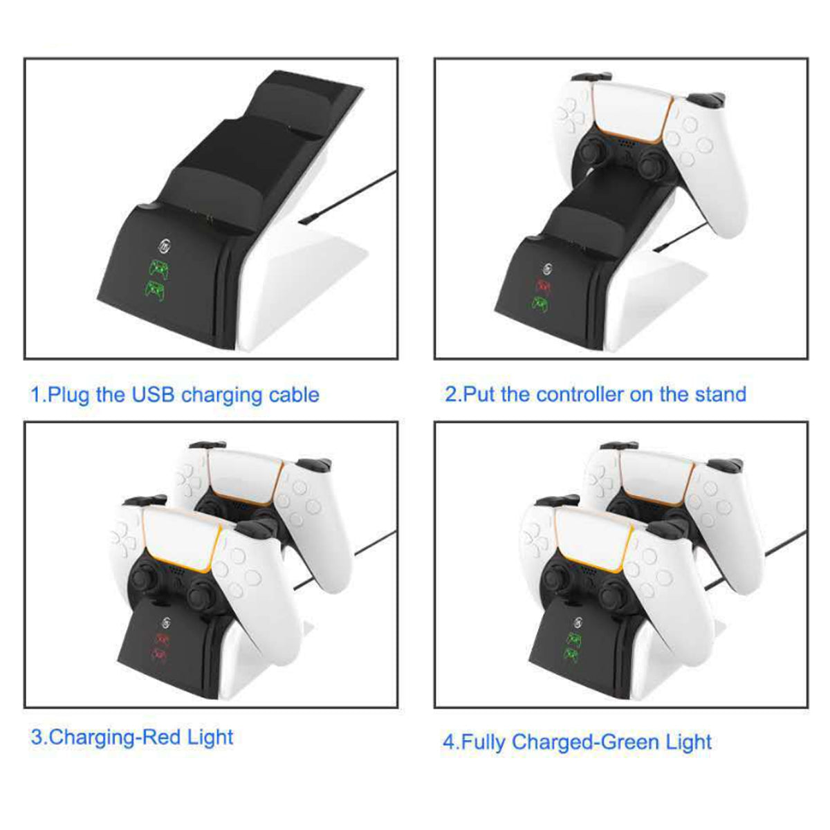 PS5 Controller Charger Dock — Dual Fast Charging Station