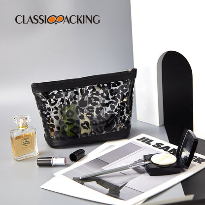 Original Design Leopard Print Cosmetic Bag Simple Ins Wind Large Capacity Wash Bag Waterproof Portable Skin Care Product Storage Bag